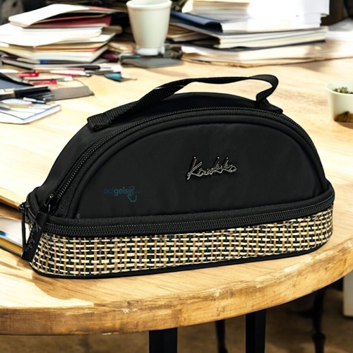 Kaukko Crescent Wicker Kalem Çantası Black K2663
