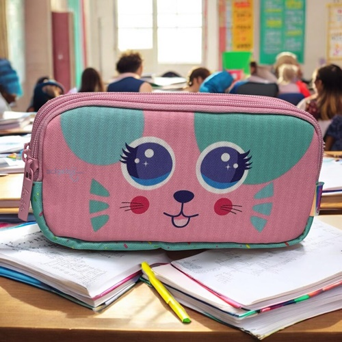 Kaukko Kids 3 Bölmeli Kalem Çantası (cute Face Mouse) L8145