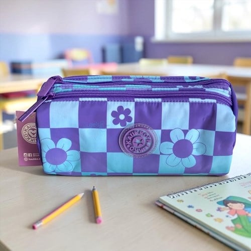 Kaukko Nature Soft Dual Kalem Çantası ( Lilac- Blue)