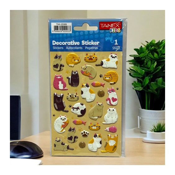Kids Happy 3d Stickers Kedi Serisi Etiketi 25089