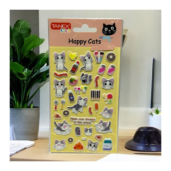 Kids Happy 3d Stickers Mutlu Kediler Serisi Etiket 25146