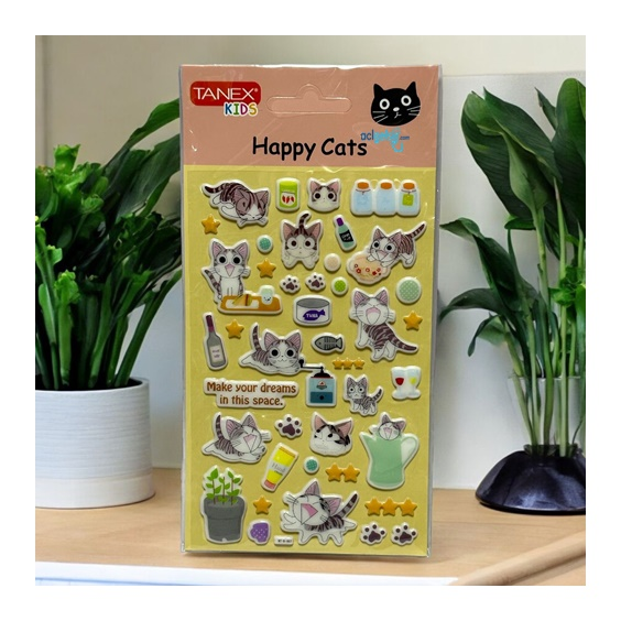 Kids Happy 3d Stickers Mutlu Kediler Serisi Etiket 25147