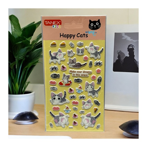 Kids Happy 3d Stickers Mutlu Kediler Serisi Etiket 25145
