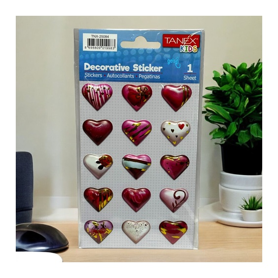 Kids Happy Stickers Kabartma Kalp Serisi 25084