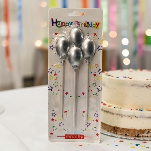 Kika Balon Mum Metalik Gümüş