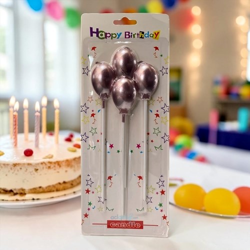 Kika Balon Mum Metalik Pembe