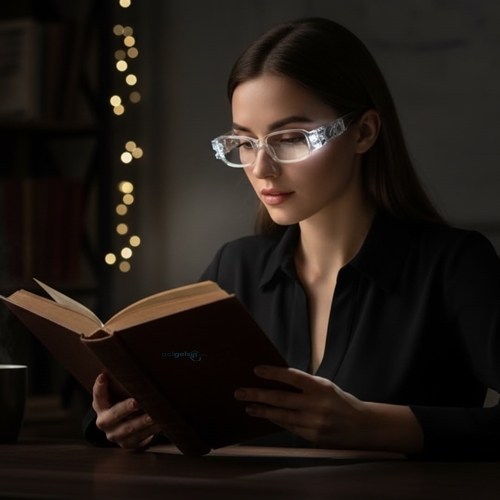 Kitap Okuma Gözlüğü Led Işıklı Şeffaf Kılıflı Şeffaf