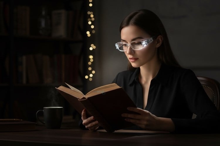 Kitap Okuma Gözlüğü Led Işıklı Şeffaf Kılıflı Şeffaf