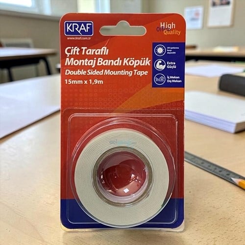 Kraf Montaj Bandı Çift Taraflı Köpük 15mmx1,9m