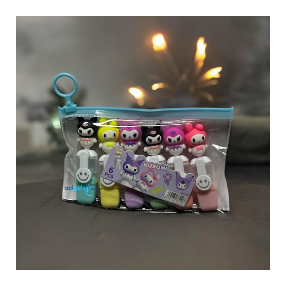 Kuromi Şekilli Fosforlu Kalem 6 Lı