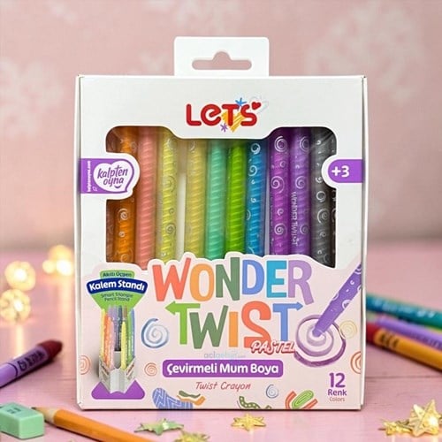 Lets 12 Renk Wonder Twist Pastel Çevirmeli Mum Boya Yeni