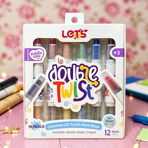 Lets 6 Lı Doubletwist Çift Taraflı Çevirmeli Mum Boya 12 Renk Yeni