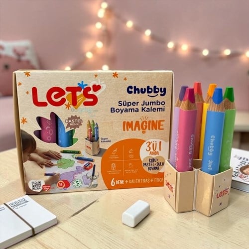 Lets Boya Kalemi 6 Renk Pastel Chubby 10ml 3in+kalemtıraş