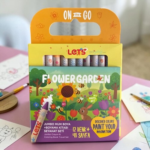 Lets Seyahat Seti Çiçek Bahçesi Serisi Boyama Seti 12 Renk Jumbo Mum Boya L11015