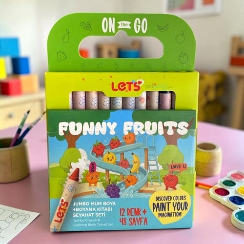 Lets Seyahat Seti Meyveler Serisi Boyama Seti 12 Renk Jumbo Mum Boya L11016