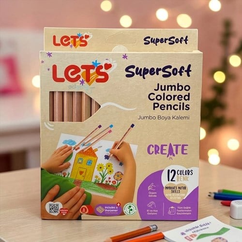 Lets Süper Soft Jumbo Boya Kalemi 12 Renk