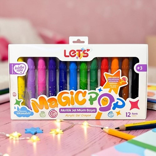 Lets12 Renk Magıcpop Süper Yıkanabilir Mum Boya Yeni