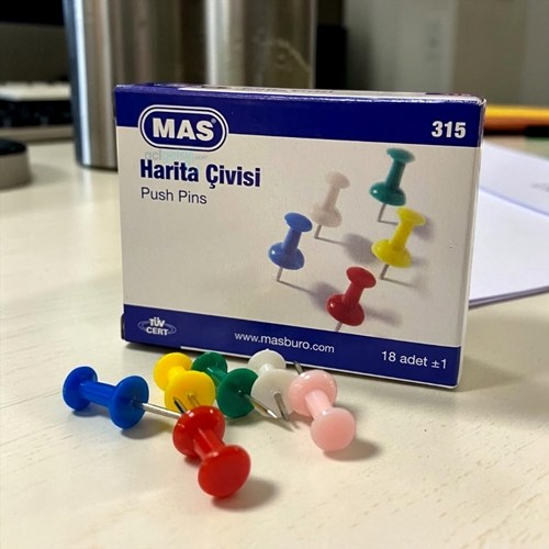 Mas Renkli Harita Çivisi Silindirik