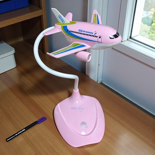 Masa Üstü Usb Şarzlı Pembe Yolcu Uçağı Figürlü Lamba
