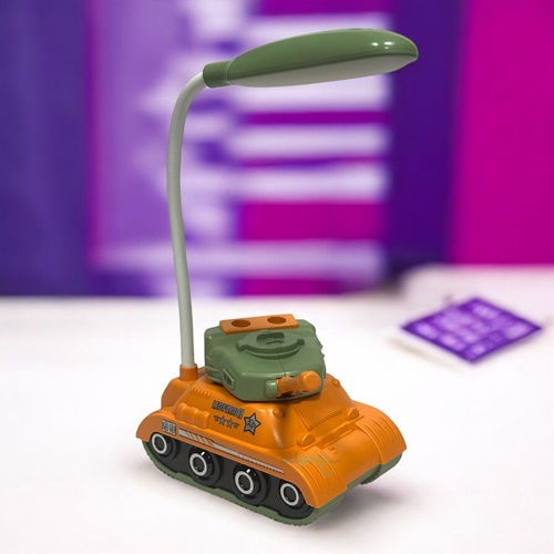 Masaüstü Tank Temalı Kalemlik Led Lamba Turuncu