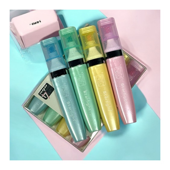 Maxx Simli Metalik & Pastel Fosforlu Kalem 4'lü Set
