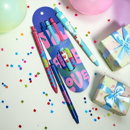 Maxx Vinson Pop Love Desenli 3'lü Jel Tükenmez Kalem Set