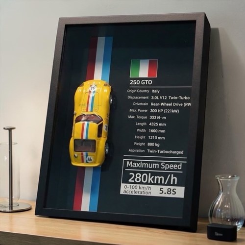 Mini Gt Ferrari 250 Gto Çerçeveli Metal Model Araba Dekoratif Koleksiyon