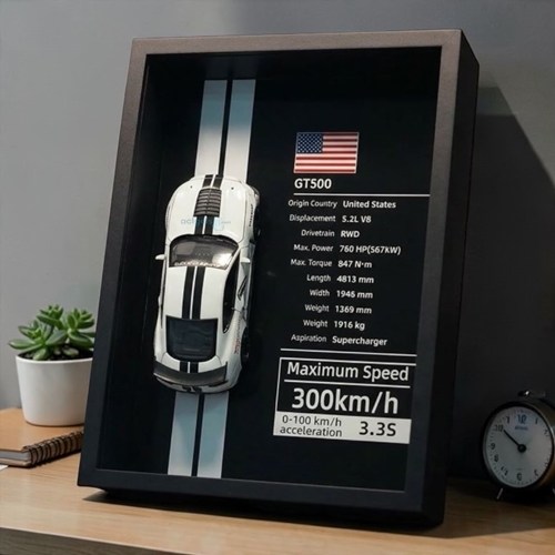 Mini Gt Ford Mustang Shelby Gt500 Beyaz Çerçeveli Metal Model Araba Dekoratif Koleksiyon