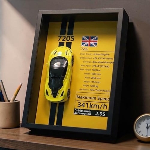 Mini Gt Mclaren 720s Sarı Çerçeveli Metal Model Araba Dekoratif Koleksiyon