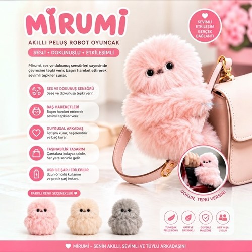 Mirumi Akıllı Peluş Robot Oyuncak Pembe