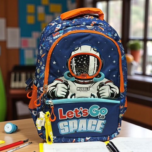 Muggle Mu Lets Go Space Mavi Okul Çantası