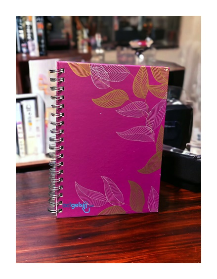 My Mia Art Fuşya Yaprak Sert Kapak Spiralli Defter