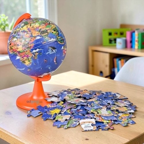 My World Küre + Puzzle (15 Cm Küre-100 Parça Puzzle)