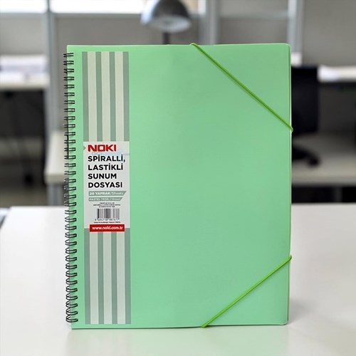 Noki A4 Spiralli Lastikli Sunum Dosyası 20 Yaprak Pastel Yeşil