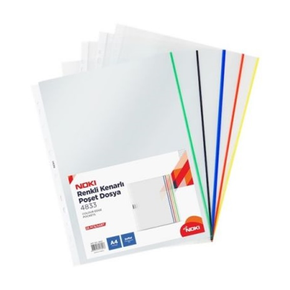 Noki Poşet Dosya 5*5 Renkli Kenarlı 25'li (90mıc)