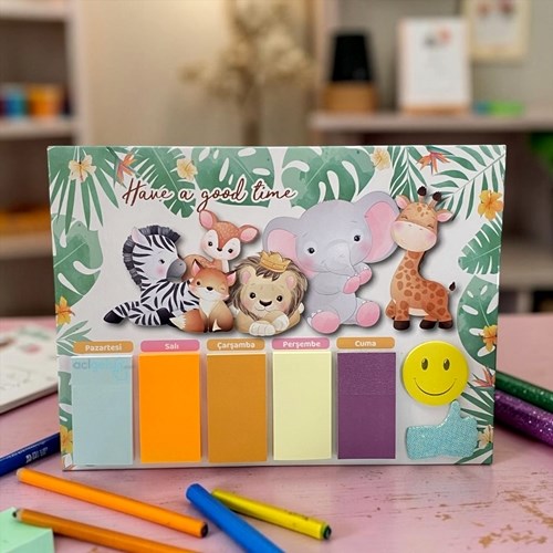 Notyaz Hayvanlar Yapışkanlı Not Kağıdı Haftalık Planlayıcı