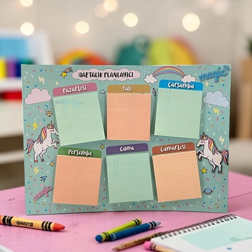 Notyaz Unicorn Yapışkanlı Not Kağıdı Haftalık Planlayıcı