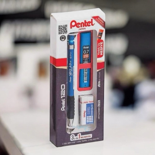 Pentel 120 A3 Dx Mekanik Kurşun Kalem 3lü Set 0.7mm Mavi