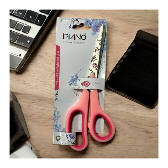 Piano Paslanmaz Çelik Ofis Makası Mks-2009 Desenli