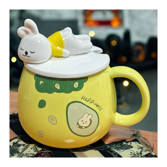 Porselen Kupa Bardak Kaşıklı 3d Happiness