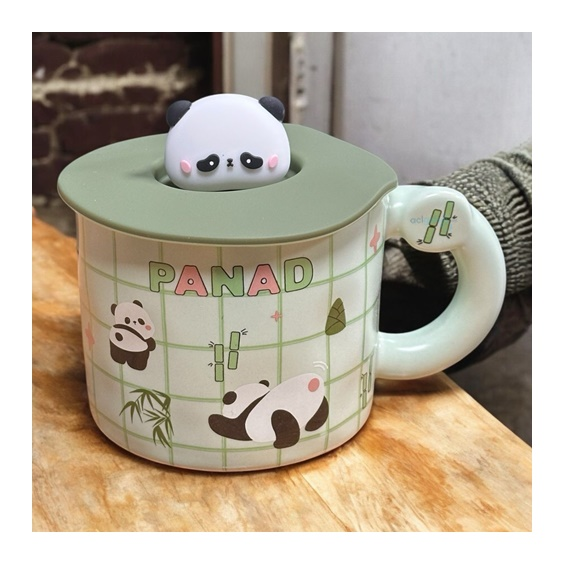 Porselen Kupa Bardak Kaşıklı Sevimli Panda