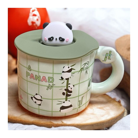 Porselen Kupa Bardak Kaşıklı Sevimli Panda