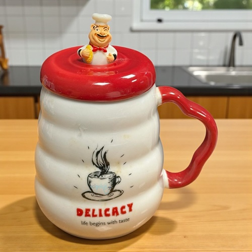 Porselen Kupa Bardak Kaşıklı Şirin Aşçı Tasarım Mug