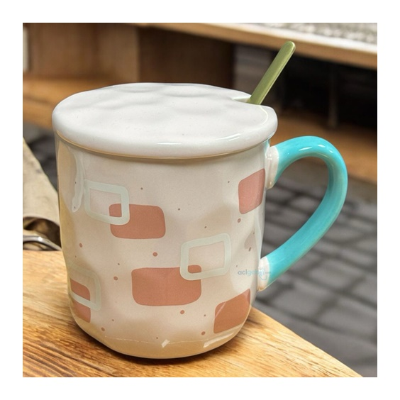 Porselen Kupa Bardak Kaşıklı Şirin Tasarım Mug