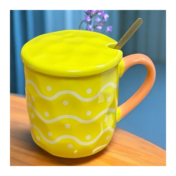 Porselen Kupa Bardak Kaşıklı Şirin Tasarım Mug
