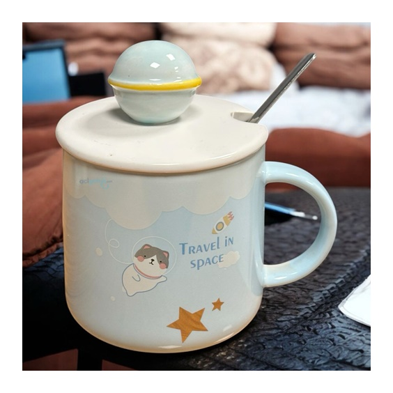 Porselen Kupa Bardak Kaşıklı Travel İn Space