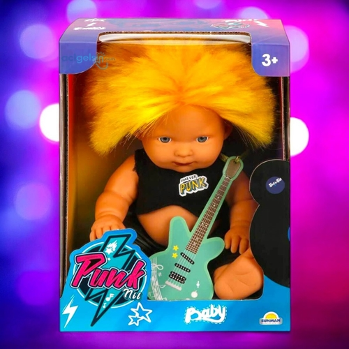 Punk Nil Renkli Saçlı Bebek