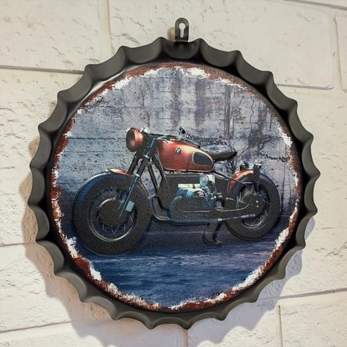Retro Bmw Motor Şişe Kapak Model Metal Pano