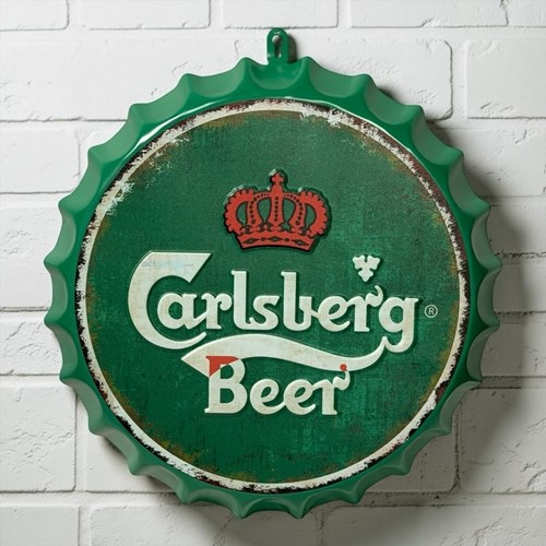 Retro Carlsberg Beer Şişe Kapak Model Metal Pano