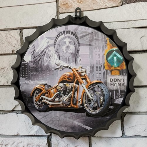 Retro Chopper Motosiklet Şişe Kapak Model Metal Pano